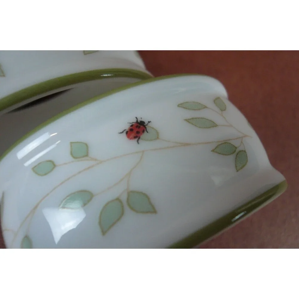Lenox Butterfly Meadow 4 Porcelain Oval Napkin Rings Ladybug Bee
